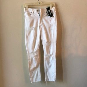 NEW Express petite ankle white destroyed jeans